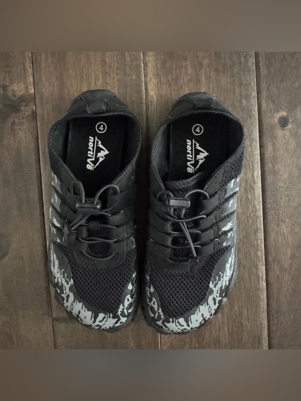 NortiV8 Unisex Kids Black and Gray Lace Up Water Shoes 4